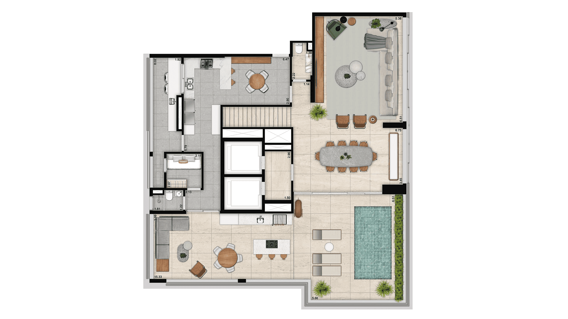Planta Duplex Decorado Ímpar Superior